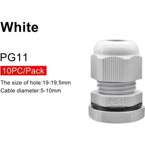 PG7 PG9 PG11 PG13.5 PG16 Waterproof Cable Gland 10pcs Cable entry IP68 for White Black Nylon Plastic Connector