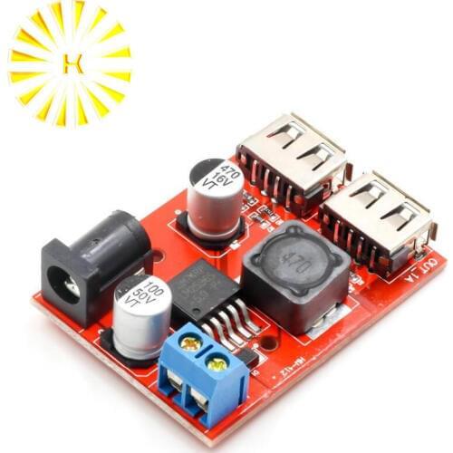LM2596 LM2596S Dual USB DC-DC 9V 12V 24V 36V to 5V 3A Step Down Buck Converter Board Car Charger Power Supply Module Connector