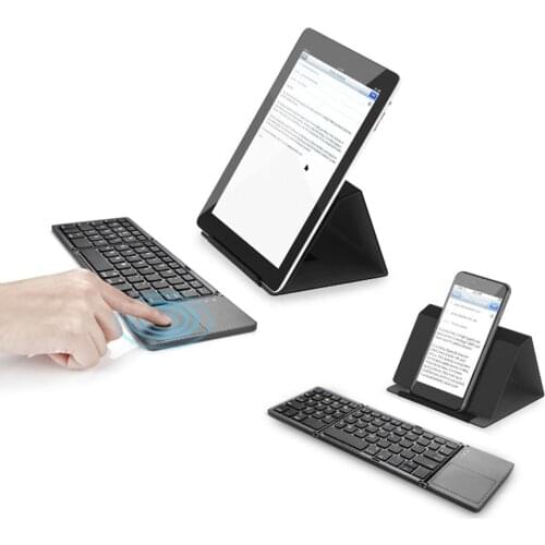 Portable Wireless Folding Keyboard Bluetooth 3.0 Foldable Touchpad Rechargeable Keypad for IOS/Android/Windows ipad Tablet