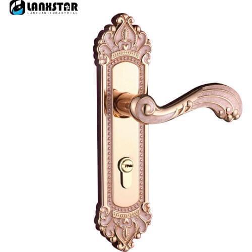 Luxury Computer Design European Antique Handle Lock Solid Wooden Door Split Locks Mechanical Lock with Keys