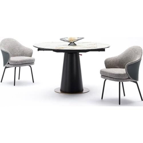 Light luxury rock plate dining table multifunctional square and circular telescopic dual-purpose design cloth tables and chairs