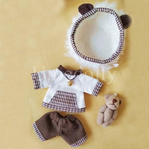 1 Set Cute 1/12 Bear Hat + Shorts + T-shirt Clothes for OB11 Doll Accessories