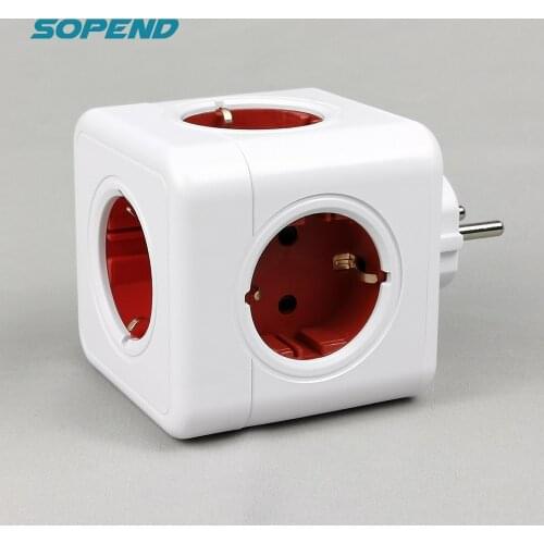 Sopend USB Switch Type-c Port Smart Power Strip Eu Plug Wall Extension Socket Powercube Thief Outlets Terminal with Adapter Home