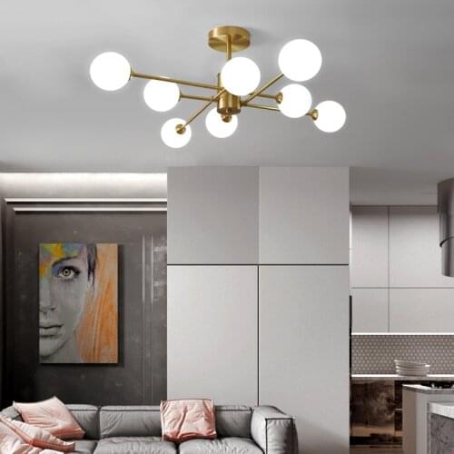 Modern LED Ceiling Lights Glass Ball Nordic Lighting Living Dining Bedroom Kitchen Indoor Golden Decor Luminaire Fixture Lamps