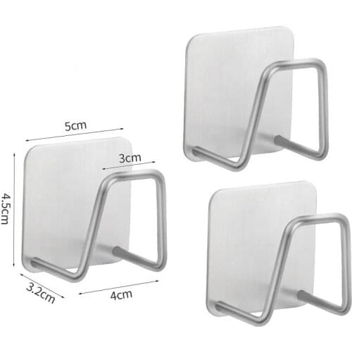 Kitchen Stainless Steel Sponges Holder Self Adhesive Sink Sponge Drain Drying Rack Kitchen Sink Accessories Storage Organizer