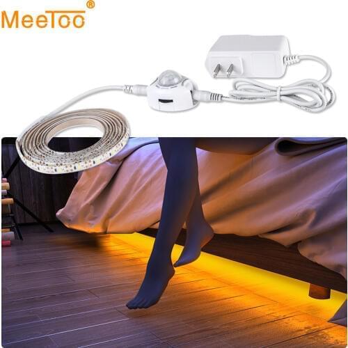 Under Cabinet Light Night Sensor 1M 2M 3M 4M 5M PIR Motion Sensor LED Strip Bedroom Closet Stair Wardrobe Lamp With Power Supply