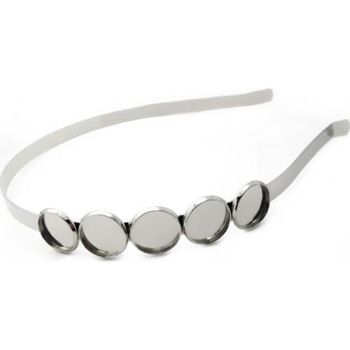 New Rhodium tone Plated 5mm width Tiaras Blank Bases 12mm Round Bezels Cabochon Headbands Hair Jewelry Settings DIY Findings