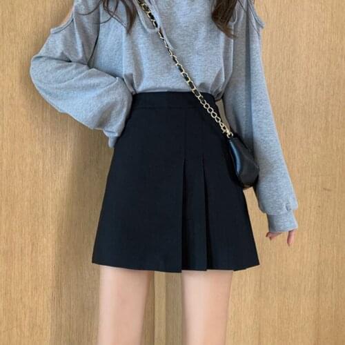 A Line Vintage Short Skirt Summer Mini Pleated Skirts Womens Student Korean Plus Size Kawaii Skirt Fashion Uniform