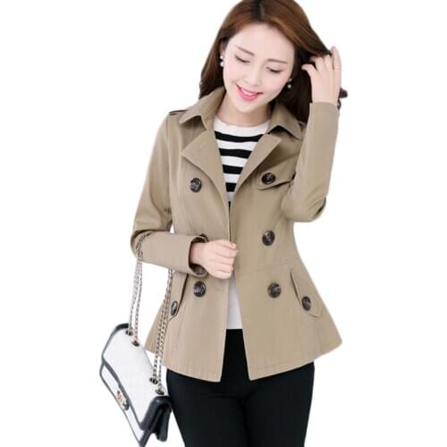 New Plus size Womens Trench Coat Spring Autumn 2020 Fashion Casual Cotton Blends Coat Short Female Blazer Outerwear Abrigo Mujer