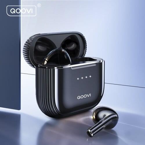 QOOVI TWS Earphone Wireless Headphones Noise Cancelling Bass Stereo Headset Waterproof Earbuds Up to 36hrs Playback With Mic