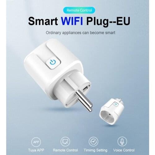 Smart Home Tuya WiFi EU Plug 16A 220V Adapter Wireless Remote Voice Control Power Monitor Timer Socket for Google Home Alexa