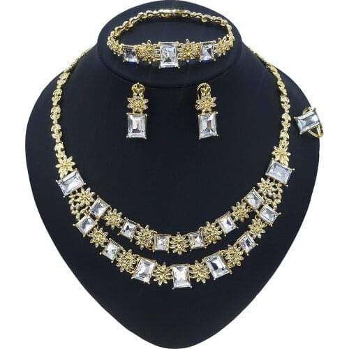 Yulaili Well-Designed Golden Sunflower Graphic Jewelry Set and Noble and Elegant Indian Bridal Wedding Jewelry Sets Wholesale