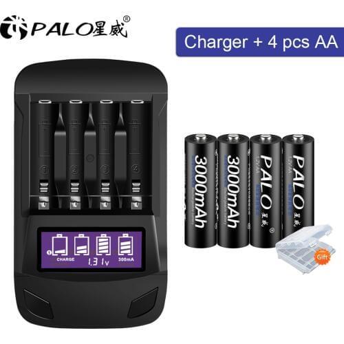 PALO original 1.2V AA rechargeable battery aa 1.2V+LCD USB AA AAA battery charger for AA discharge repair voltage fast charge