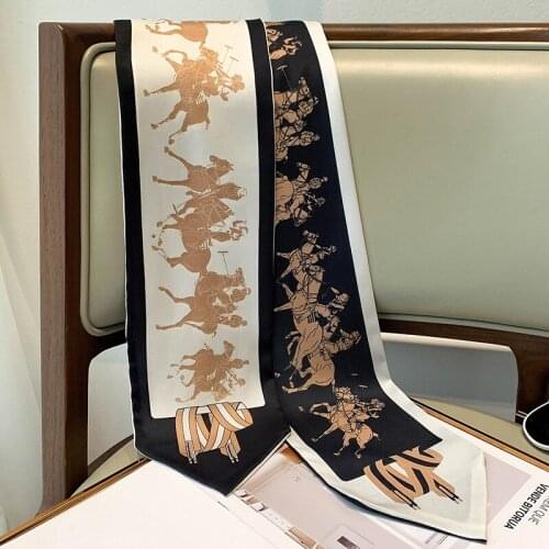 2021 Luxury Multi-function Bag Scarf Women Horse Print Silk Scarf Headband Small Bag Ribbon Hair Handbag Scarves Female