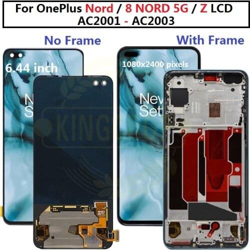 6.44" For OnePlus Nord LCD with frame Display Screen TouchDigitizer Replacement For OnePlus 8 NORD 5G AC2001 AC2003 LCD Repair