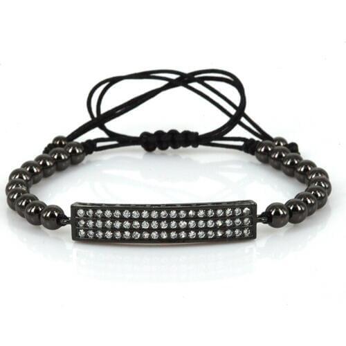 2019 White Cubic Zirconia Beads Charms With Copper Beads Macrame Adjustable Bracelet For Man Women Jewelry Pulseras Mujer