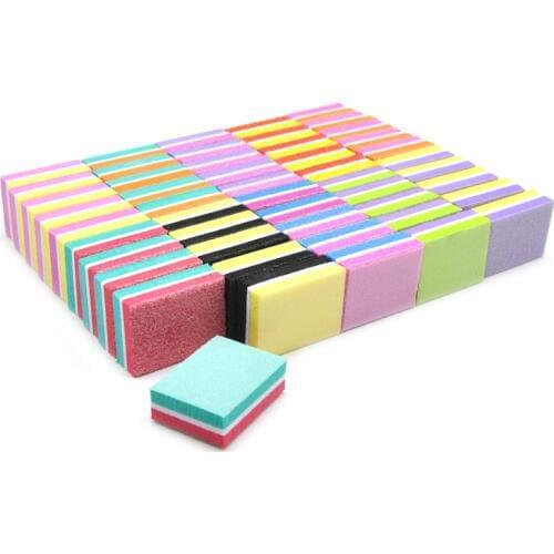 50 Pcs/lot Colorful Mini Sponge Nail Files Double-Side 100/180 Limas Emery Board Nail Buffering Files Salon Manicure Art Tools