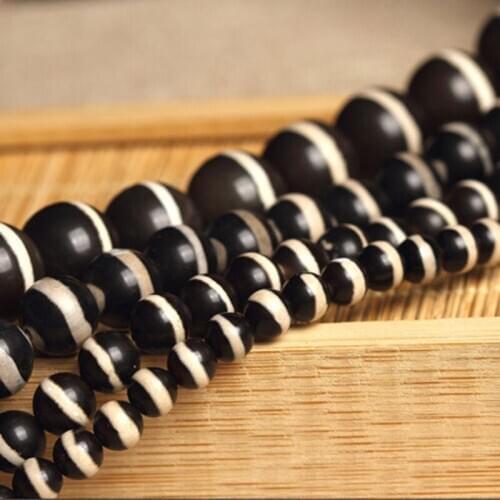 6-14mm Round Matte White & Black Circle Tibetan Buddhism Buddha DZI Agates Beads For Jewelry Making Beads 14'' DIY Beads Trinket