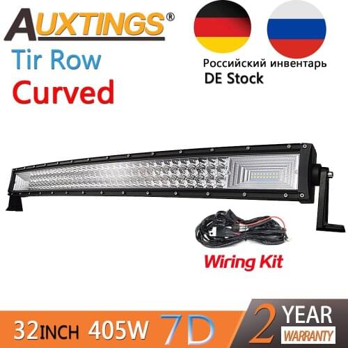 Auxtings 32inch 405w Curved 3-rows movable bracket IP67 waterproof high power high lumens tri rows 32''7D LED light bar offroad