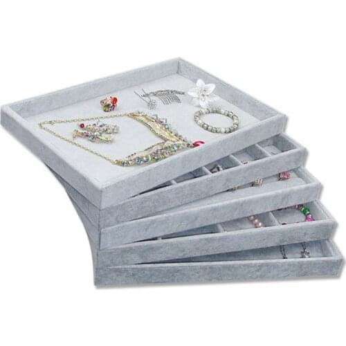 High Quality Velvet Jewelry Display Holder Jewelry Trays Bracelet Ring Earring Jade Pendant Box Case Jewelry Storage Organizer