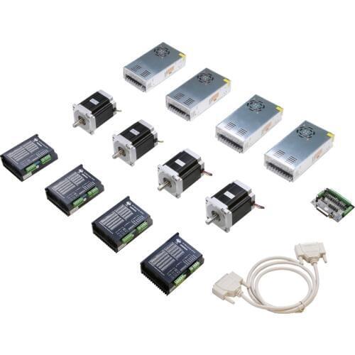Free Ship US&US Ship 4Axis Stepper Motor Nema34 1232ozin 5.6A &Driver Power supply CNC Controller Kit Router Mill Engraving