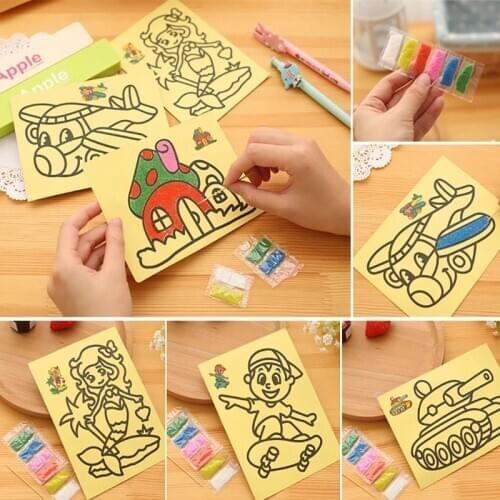 10Pcs Magic Scratch Art Doodle Pad Sand Painting Cards Early Educational Learning Creative Drawing Toys for Kids DIY Crafts