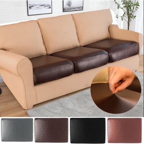 PU Leather Waterproof Sofa Seat Cushion Cover Stretch Universal Soft Pets Kids Furniture Protector Slipcover 1/2/3/4 Seat
