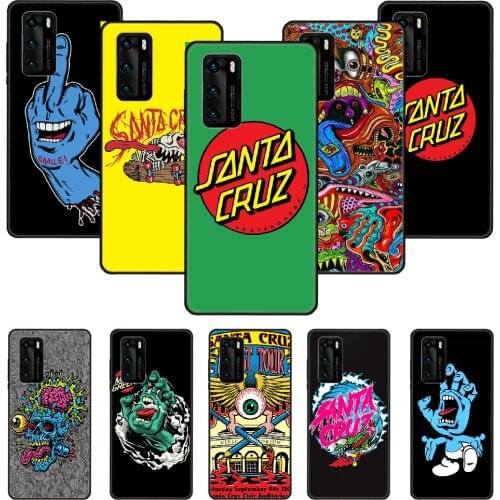Phone Case For Huawei P20 P30 P40 P Smart Z + P10 Mate 30 10 20 Lite Pro Black Cover Etui Luxury Art Santa Cruz Skateboards