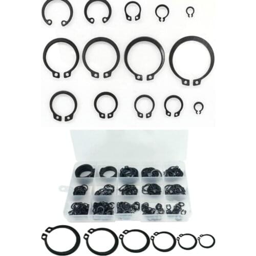 300PCS/box Black Circlips Retaining Ring Assortment Kit Washer Internal Retaining Clip Lock Snap