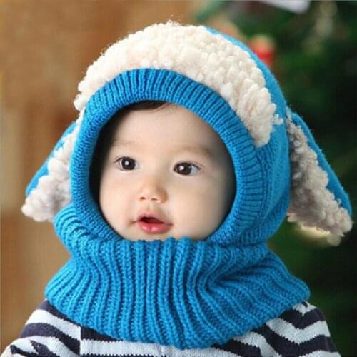 Baby Hat With Scarf Toddler Winter Beanie Warm Hat Hooded Scarf Earflap Knitted Cap Cute Cartoon Kids Hat Scarf Set