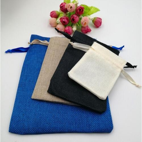 7x9cm 10pcs Ribbon Jute Bag Gift Bags For Jewelry Pouches Gift Bags Wedding Christmas Sack Bag Drawstring Woman Travel Storage