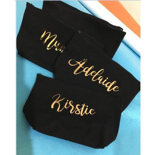 Custom names wedding bridesmaid Gift bride Make Up makeup Cosmetic Bridal Party Bags pouch New Year Christmas Birthday Presents