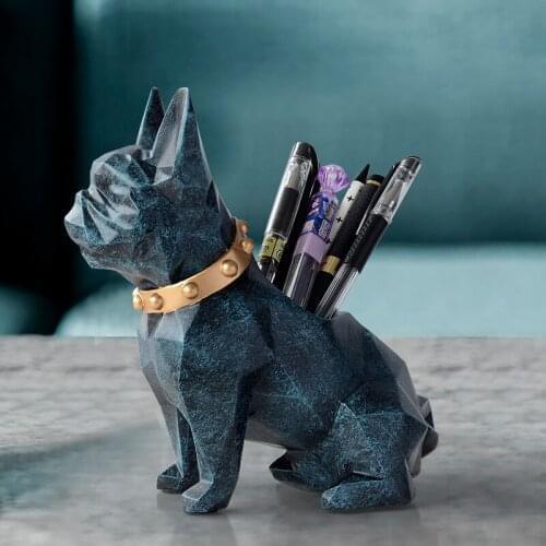 Modern Resin Puppy Storage Box Pen Holder Figurines Crafts Dog Money Box Ornaments Home Livingroom Desktop Sculptures Decoration