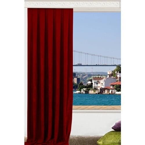 Crown Flat Stitching Honeycomb Textured Ekstraforlu Backdrop Curtain Burgundy 180x260 cm