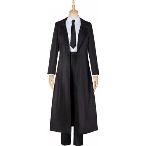 Anime Chainsaw Man Makima Cosplay Costume Black Trench Shirt Tie Pants Outfit Makima Suit Uniform