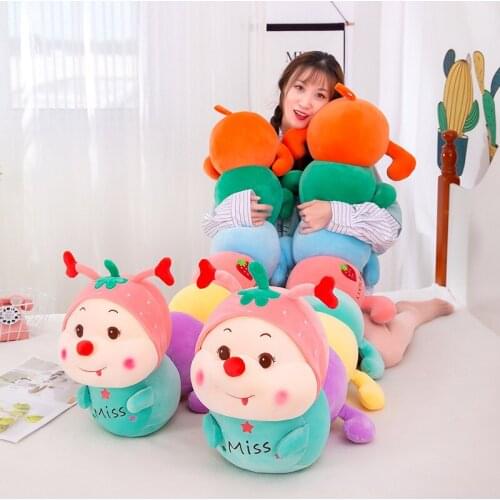 Zqswkl 95/130cm colorful caterpillar plush toy strawberry anime long pillow halloween cute soft toys for children stuffed toys