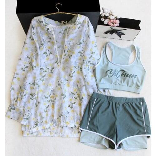 STAERK three-piece summer suntan quick-drying long-sleeved blouse covered belly show thin big yards swimming suits