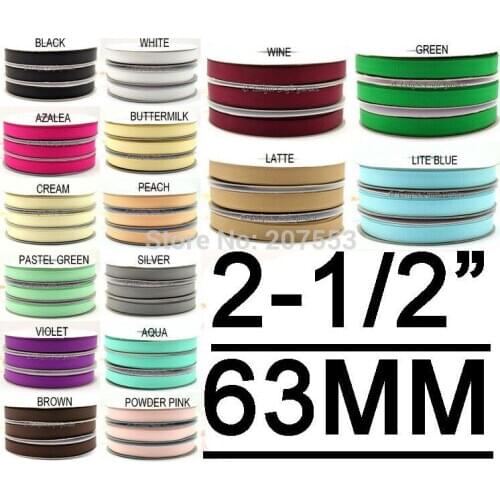 2-1/2" Inch (63mm) Solid Color Grosgrain Ribbon Band Tape Bow Material Flower Free Shipping