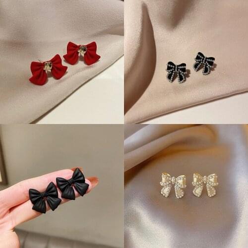 Fashion Bowknot Stud Earrings Various of Color Wholesale Pearl Earrings for Women Cute Jewelry Female Aretes Orecchini