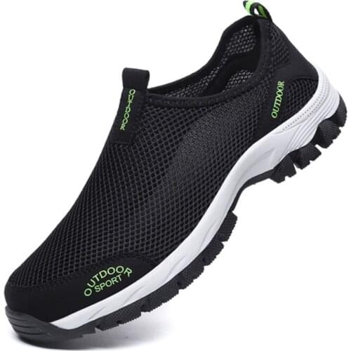 2021 Summer New Breathable Mesh Shoes Outdoor Non-slip Casual Flat-bottomed Mens Shoes Hiking Sports Shoes Men Large Size 48