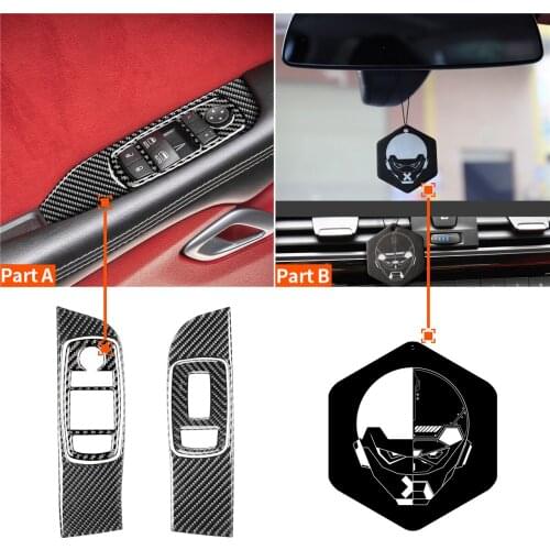 Window Adjustment Lift Switch Button Frame Cover Trim Sticker for Dodge Challenger 2015+ Interior Decoration Car Accessories