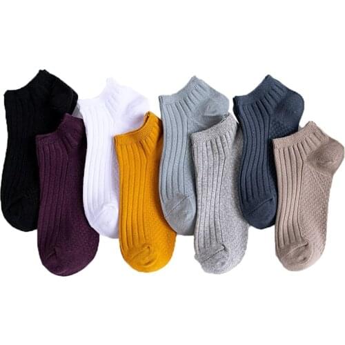 8Pairs/Lot Mens Short Socks Pack Bamboo Fiber Fashion Man Ankle Socks Male Cotton Summer High Quality Foot Massage Sock Set
