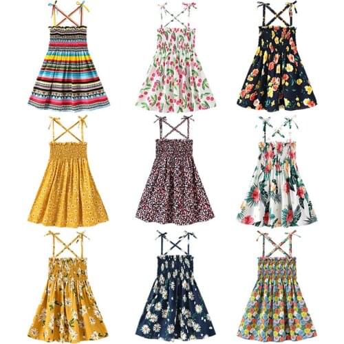 Girls Clothes Dresses Kids Summer Sleeveless Strap Princess Dress Cotton Flower Print Childrens Clothing Girl Sweet Sundress