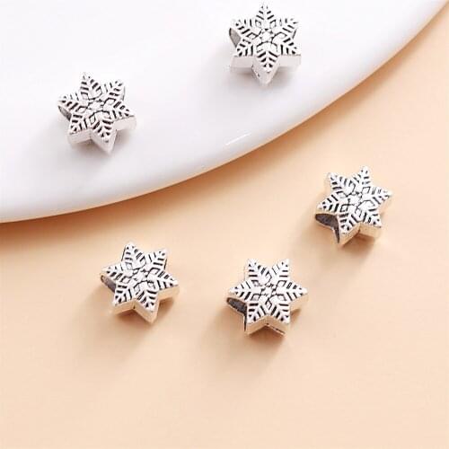 Vintage Silver Star big hole beads fit Pandora Charms diy European Bracelets Jewelry Making Handmade 80pcs/lot