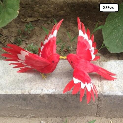A pair of cute simulation red bird models foam&furs wings bird dolls gift about 12cm xf0410