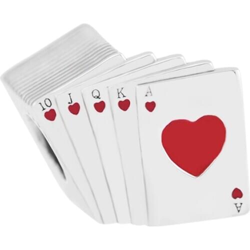 Fits for Pandora Charms Bracelets Playing Cards Beads 100% 925 Sterling Silver Jewelry Free Shipping