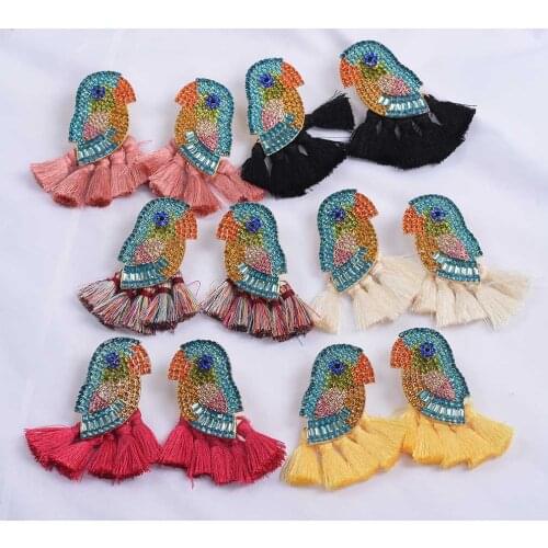Full Rhinestone Colorful Bird ZA Earrings Jewelry Women Fashion Handmade Tassel Drop Earrings Accessories Indian Ethnic Earring