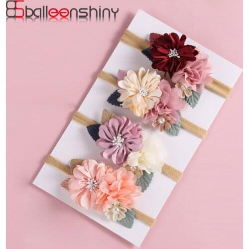 Balleenshiny New Fashion Florals Headband Newborn Baby Elastic Princess Hairbands Child Kids Cute Headwear Gifts Accessories