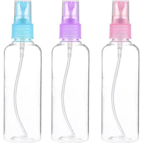 100ml Spray Bottle PET Transparent Spray Or Lotion Or Toilet Water Bottle Pink, Blue, Purple Plastic Bottles
