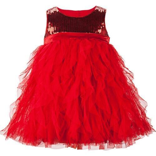 Yatheen Little Girls Sequines Mesh Cascade Fit-And-Flare Dress Girls Party Dresses